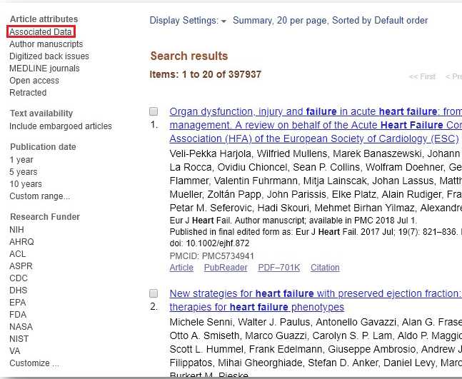 DMCLibraryBKLYN's tweet photo. The National Library of Medicine (NLM) @nlm_news has added an Associated Data box to relevant citations in PubMed Central. This will show any related datasets available. You can also filter results to look for articles with data available. Ask us if you need help! #DMCLibrary https://t.co/BTis4BvvLl