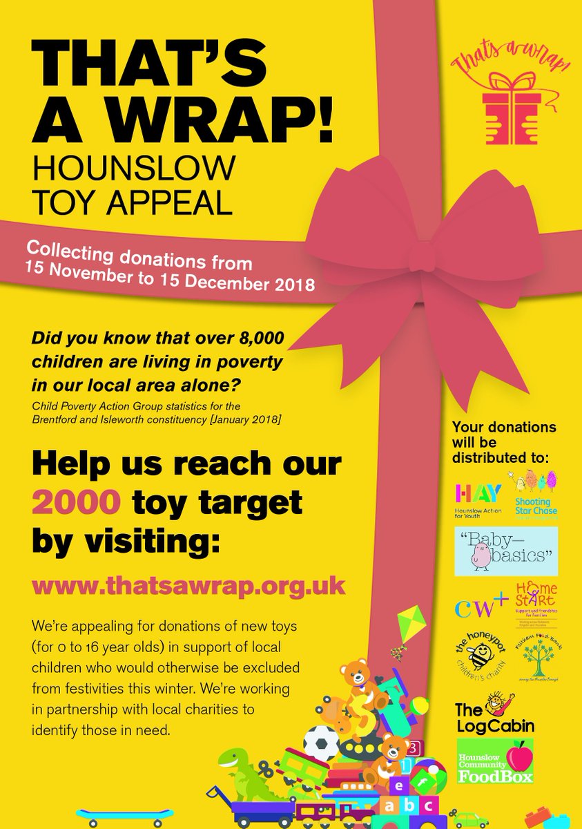ThatsAWrapLDN's tweet photo. **LOCAL APPEAL!** Help us reach our 2000 toy target for local children who would otherwise be excluded from festivities this winter! We've partnered with local charities to distribute toys we collect. Please visit https://t.co/Zd581dd6uL to donate today! 🎁🎁🎁 https://t.co/Rjgw8tKnMq