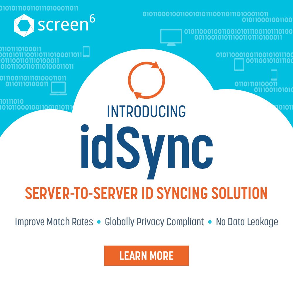 Screen6HQ's tweet photo. Poor match rates are causing a 30% decrease in revenue for platforms using server-side header bidding. Our new solution, idSync, solves this industry-wide challenge. Learn more: https://t.co/iTpTe7fTTl #idSync #headerbidding #matchrates https://t.co/6KzITPGTlW