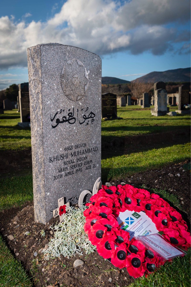Today, in the highland village of Kingussie, Army personnel, multi-faith leaders and villagers gathered in the cemetery, to nine Muslim and Sikh soldiers from the Indian Empire, who died in Scotland while training for service on the front during WW2 #lestweforget18 #rememberance