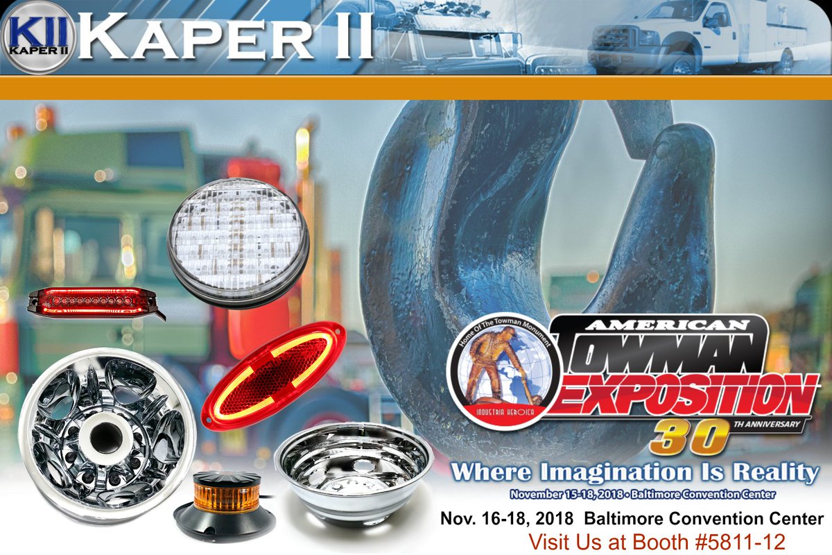 Kaper_II's tweet photo. We are in the House with our Woody's Accessories line!! Booth 5811/12 in the Garage District. Look for all the killer lights! @AmericanTowman Expo 2018.
#Baltimore #expo2018 #AmericanTowman #towtrucks #LED #strobes #lights #hazardlights #comesayhi https://t.co/OSWqRertcL