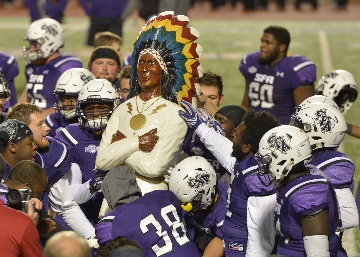 SFAPurpleHaze's tweet photo. ITβS GAME DAY!!!!!!! The dreaded Demons are in town & they have Chief! Come early, be loud, wear purple & come help @SFA_Football get Chief back to where his roots truly lie!! See yβall at Jacks Charge at 5:37!! #BattleForChiefCaddo #WeAreOne #ThisIsMyAxe #AxeEm https://t.co/jp4xUDKVXw