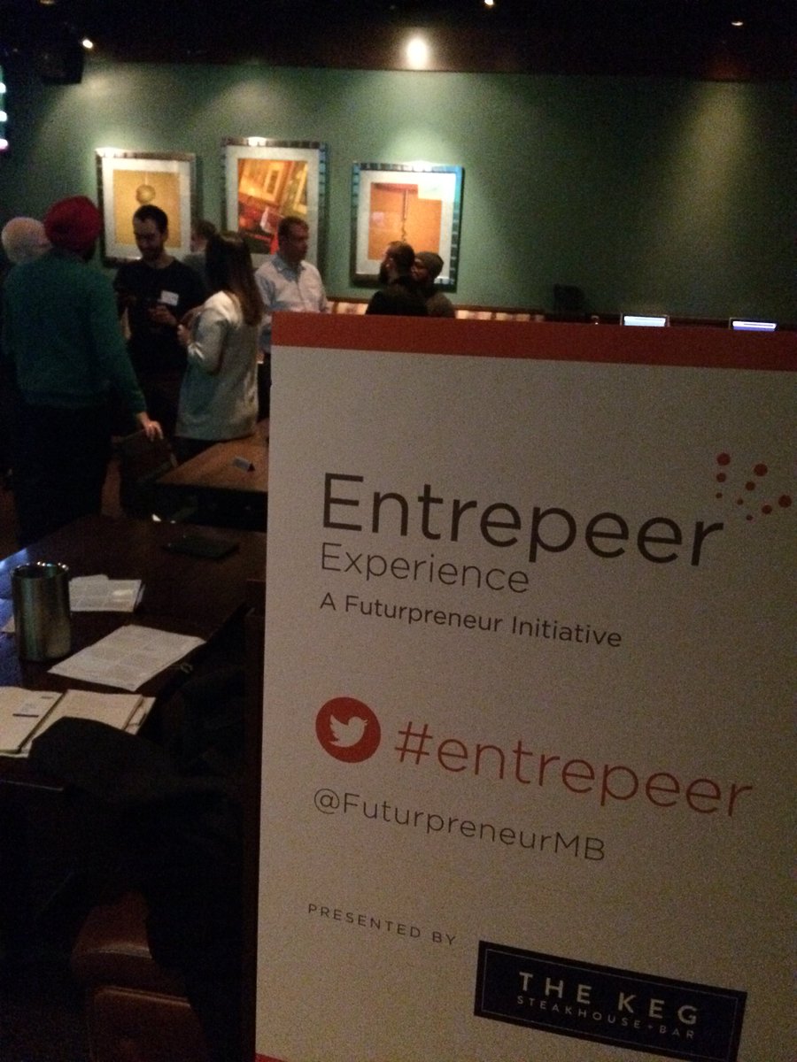 FuturpreneurMB's tweet photo. What an awesome evening at @TheKeg #Entrepeer with fellow entrepreneurs, mentors and industry leaders! We had a diverse group full of inspirational #changemakers in #Manitoba to celebrate Global #Entrepreneurship week, trade ideas, and create new connections! https://t.co/r3q6w9bJrm