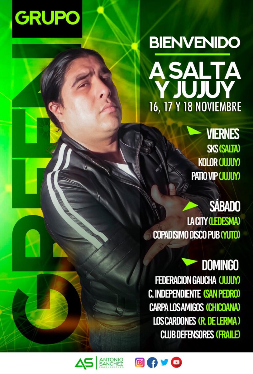 ASproducc's tweet photo. #GrupoGreen en #SaltaYJujuy próximo finde semana en todo el #NorteArgentino https://t.co/e7mHS2foLl