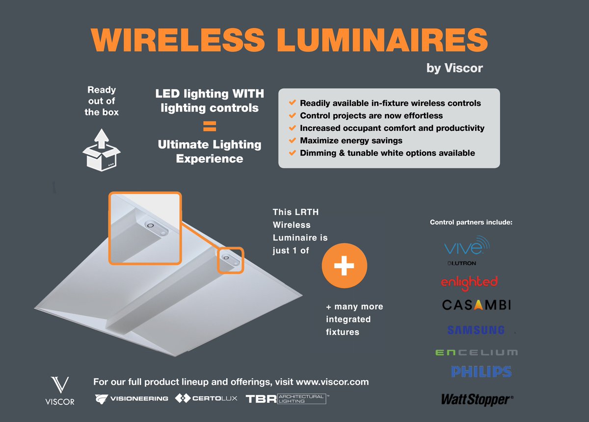 Viscor_social's tweet image. Wireless Luminaires by Viscor are ready straight out of the box!
Discover the many wireless luminaries we have available with our #Visioneering and #Certolux brands. viscor.com #lightingdesign #integratedcontrols #wirelessluminaires #canadianmanufacturing