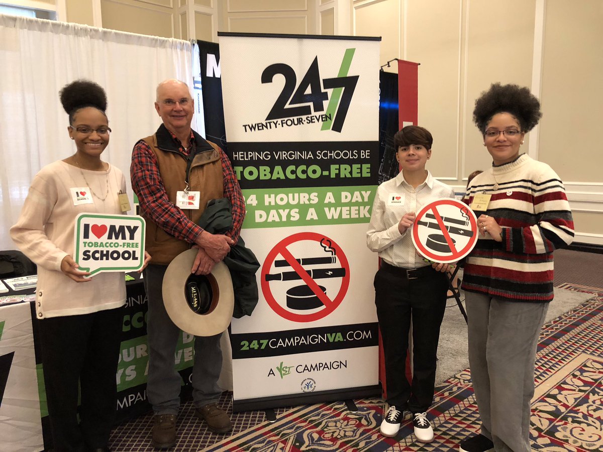 ystreetva's tweet photo. We are having some great policy conversations at #VSBA2018! Only 32% of Virginia students are covered by division policies that completely prohibit the use of tobacco and e-cigarettes by anyone, anywhere, anytime. Show your support at: https://t.co/739PsBCWjV #tobaccofree247 https://t.co/7cGDgR8cDb