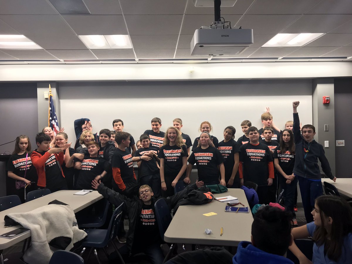 KMarecle's tweet photo. So much fun at our first Equations Tournament! Great job @TecumsehEast and @TecumsehWest #FullSteamAhead @MsTinneyWSTEAM https://t.co/F1I1PQhevl