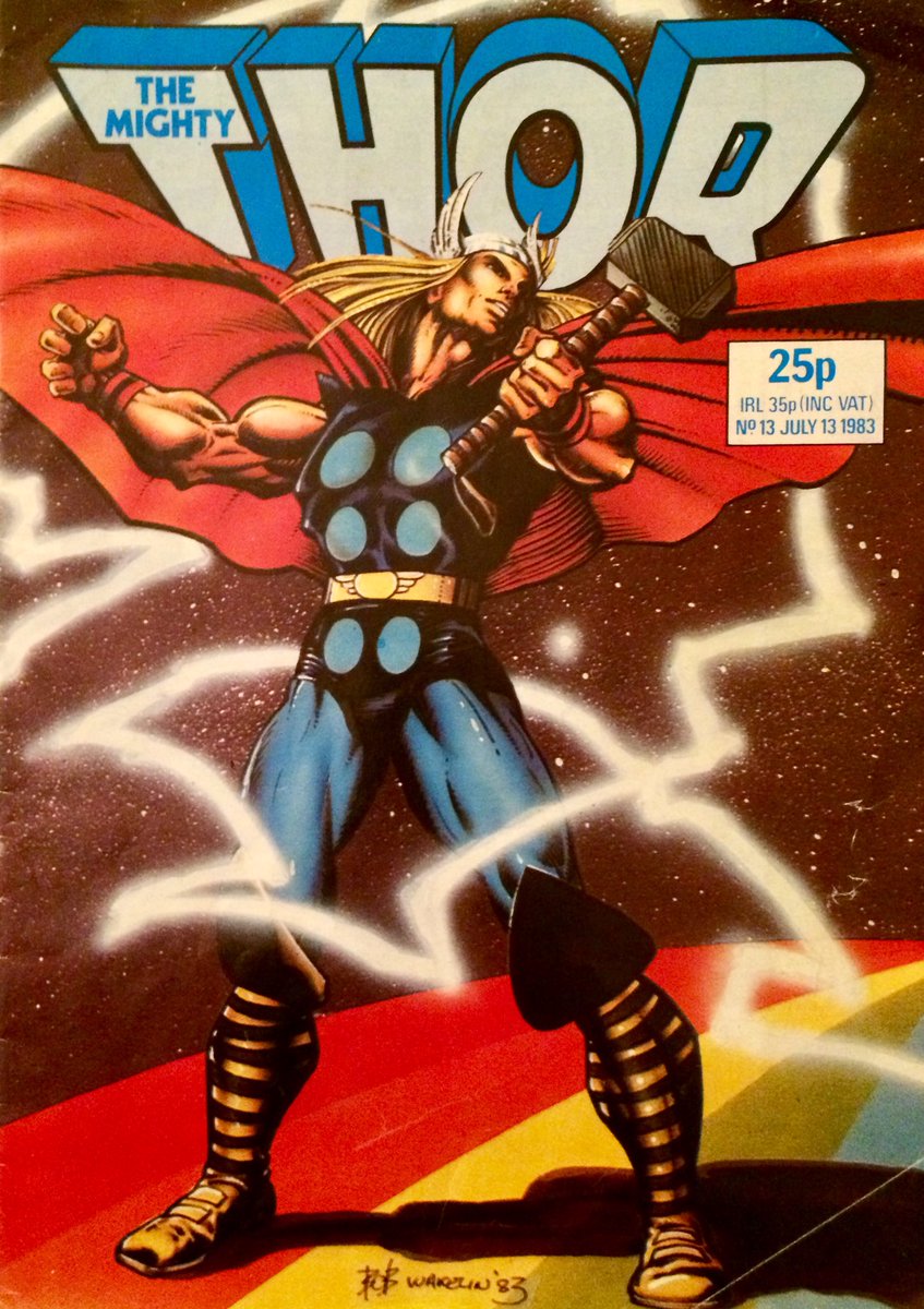 ComicsCollecti1's tweet photo. Marvel UK’s The Mighty Thor No.13, 13th July 1983. Featuring A Marvel Classic Cover pin-up. #StanLeeForever https://t.co/4DSz3R4Qwh
