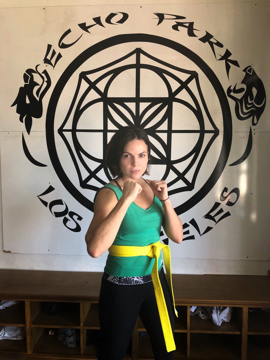 LanaParrilla's tweet photo. Big accomplishment today!! Got my yellow belt!! Woohoo!! Hard work pays off!! A big thank you to @alexandermesquita for bringing me this far! You’re the best Sensei a student can ask for!! Love you ❤️ #martialarts #forthesoul #nevergiveup #justdoit #RMMA https://t.co/Y3jCgvqG9D