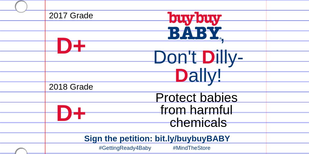 CleanHealthyNY's tweet photo. Retailer @buybuyBABY once acted on toxic chemicals before laws required them to do so. But in the last 2 years they’ve received scores of D+ in The Retailer Report Card. #MindTheStore #GettingReady4Baby Tell them to stop slacking: https://t.co/WkDHRvau4y https://t.co/uSuV6Zt2pU