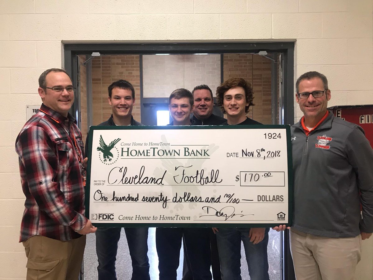 Thank you for all of the support HomeTown Bank!! $10 donated for each touchdown scored at home games this year!