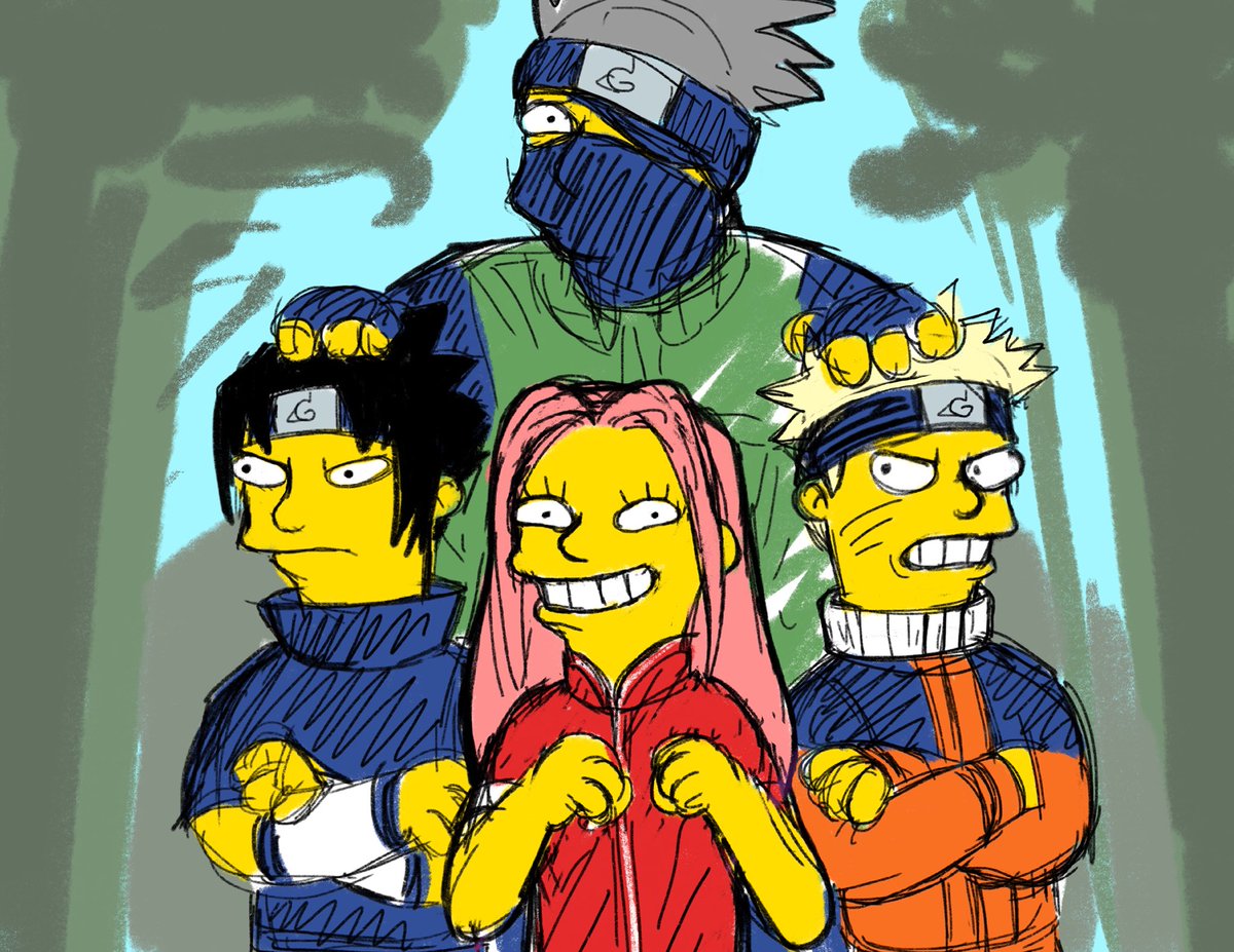 hi welcome to my cursed simpsons naruto crossover au.