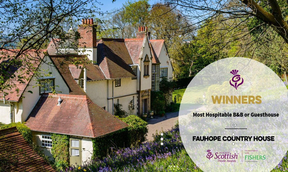 Congratulations to Fauhope Country House #Melrose named <a href="/Criton/">rick gullon</a> Most Hospitable B&amp;B or Guest House for Lothian &amp; Borders #ThistleAwards <a href="/fauhope/">Fauhope House</a>