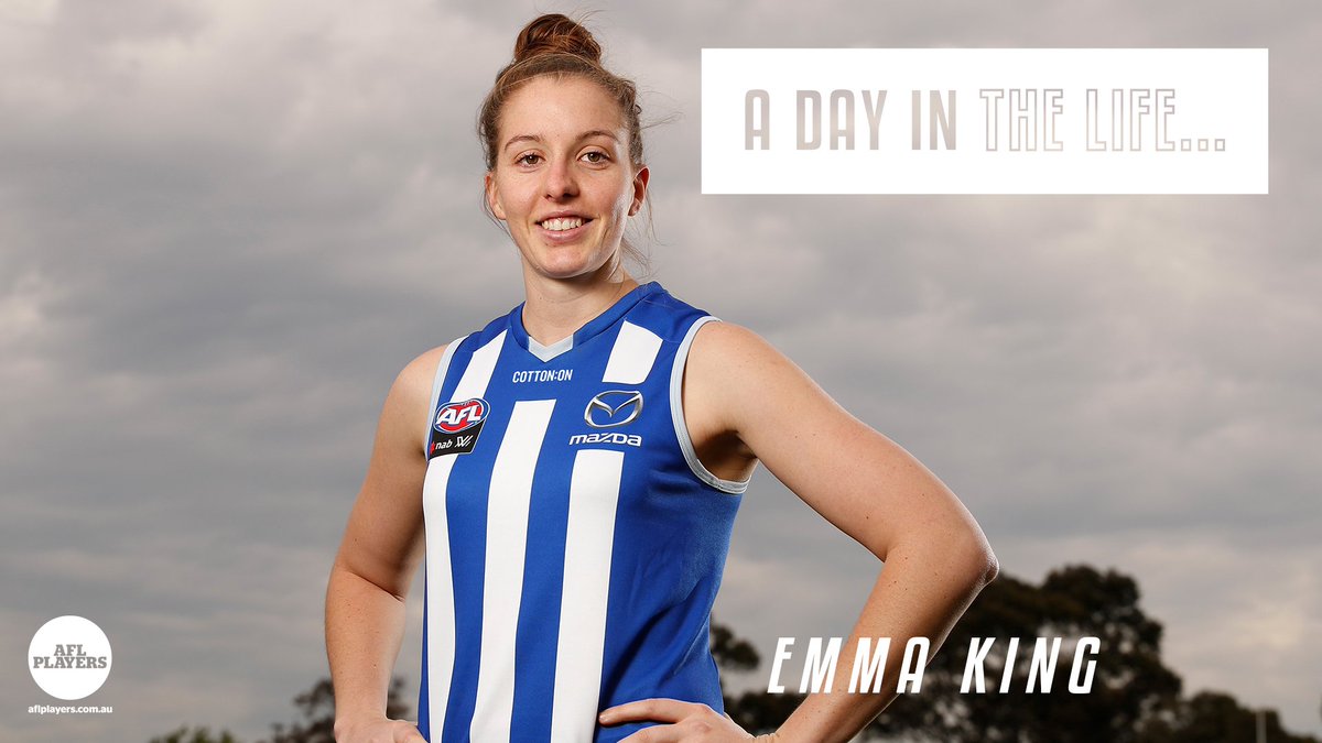 .<a href="/EmmaKing60/">Emma King</a> isn’t your ordinary footballer. The @NorthAFLW recruit balances her footballing responsibilities with a full-time job as a draftsperson for <a href="/MetriconHomes/">Metricon Homes</a>.

aflplayers.com.au/article/a-day-…

Emma details her incredible life outside of <a href="/aflwomens/">AFL Women's</a> for <a href="/AFLPlayers/">aflplayers</a>.