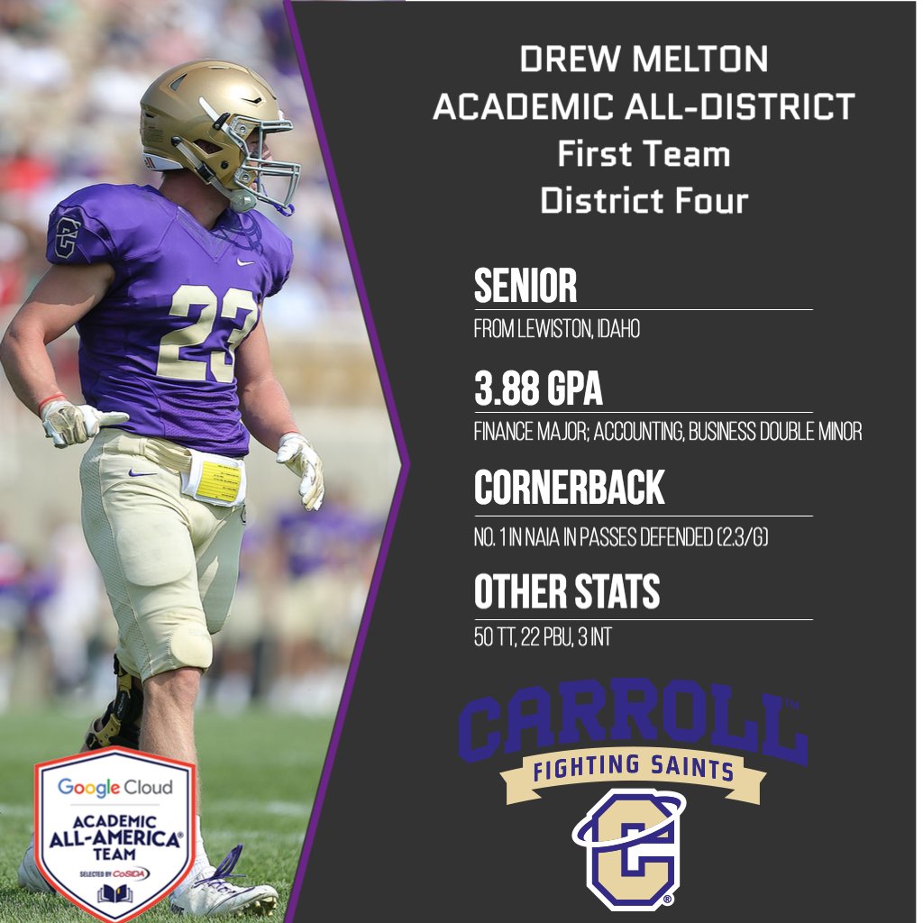 CCSaints's tweet photo. No. 1 in the NAIA in pass breakups... AND A 3.88 GPA?

C'mon, @drew_melton14, that's not fair! 

Release: https://t.co/6XPJN6vL53 https://t.co/zTtvLxTule