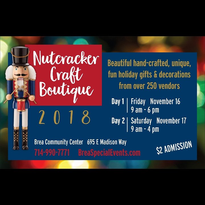 Fantabuluz01's tweet photo. Hi Everyone! The Holiday Craft Boutique is this weekend! Over 250 vendors. Beautiful handcrafted holiday gifts. Food &amp; drinks! Come out and support small businesses. See you there!
#ThecityofBreaevent #Breanutcrackerholidayboutique2018 #Artisanholidaygifts #Supportsmallbusiness https://t.co/oeZfBJJHaX
