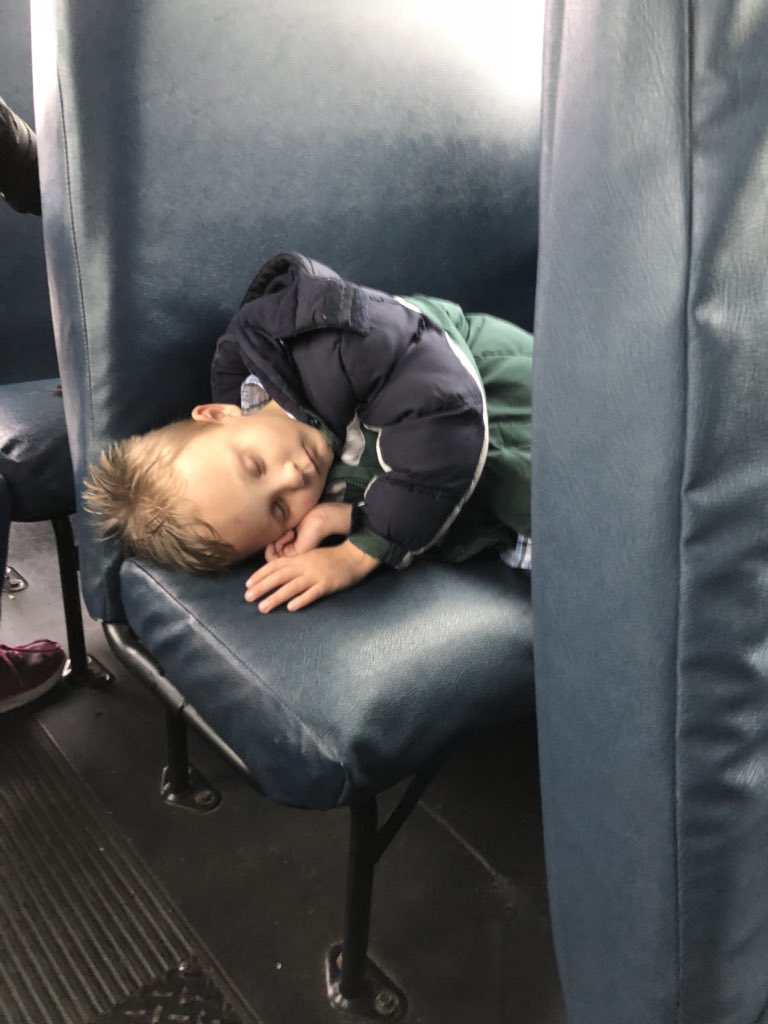favalea10's tweet photo. You know you had fun on the field trip when you fall asleep on the bus! #fieldtrip #northcarolinasciencemuseum #Kindergarten @LHECMES https://t.co/Epf5Dy6p35