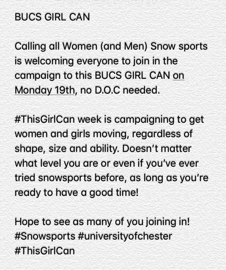 UOCSnow's tweet photo. #Snowsports #UniversityofChester #ThisGirlCan https://t.co/ZNMotCL3Oj