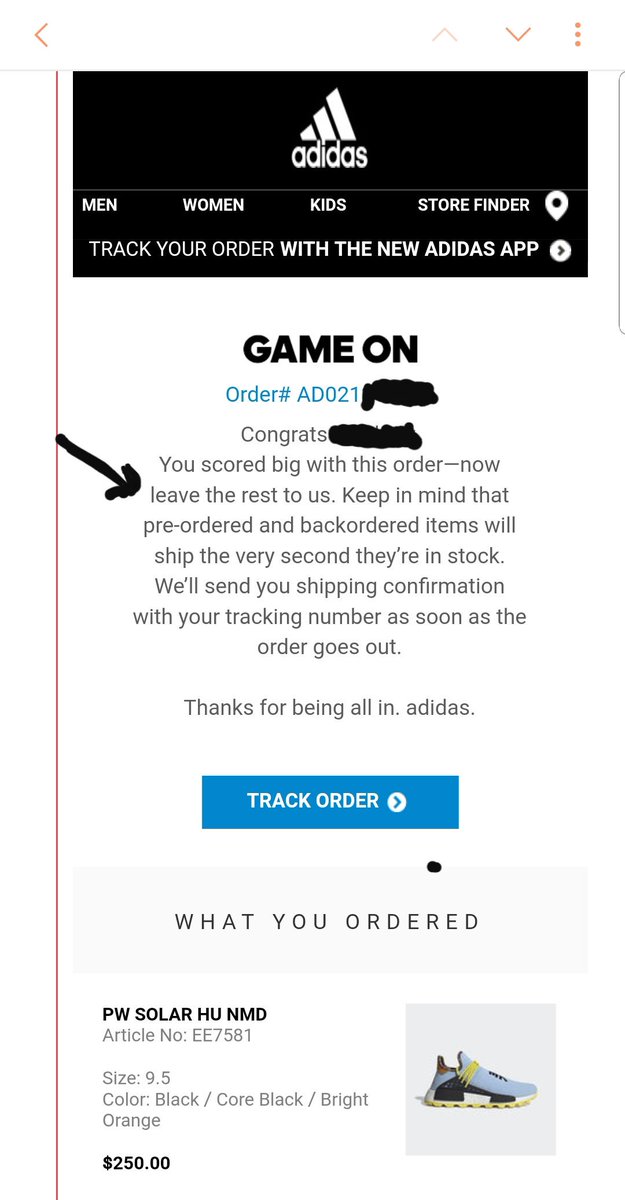 track order number adidas