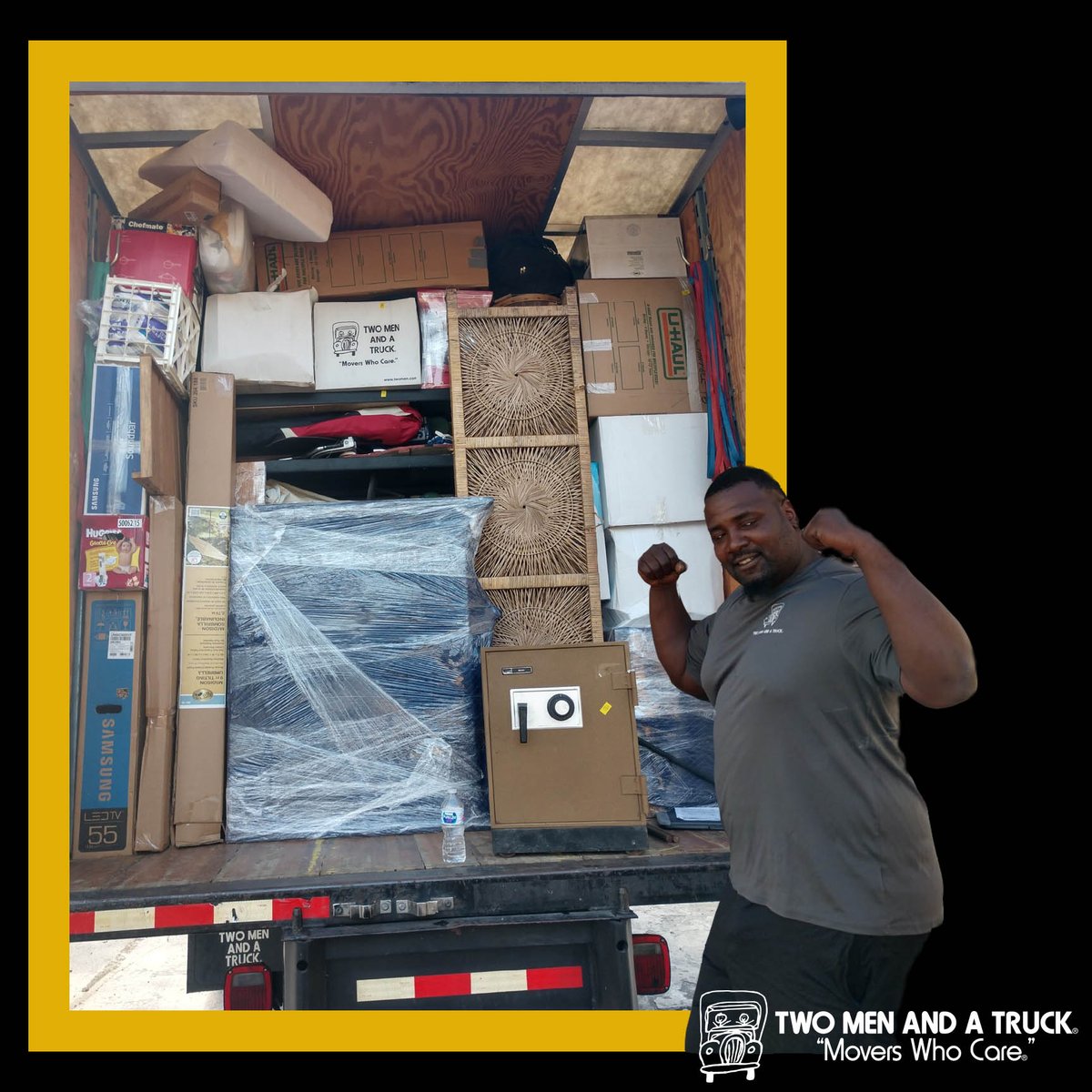 tmtvabeach's tweet photo. Clearly, Deveon takes his work seriously as we can see... #packed to perfection!. He didn't waste any room while loading the truck, making sure our customer stayed on budget. What an #impressive job you have done, Deveon! We appreciate all your work! #tmtvabeach #movers #hardwork https://t.co/EEa6RMWc5W