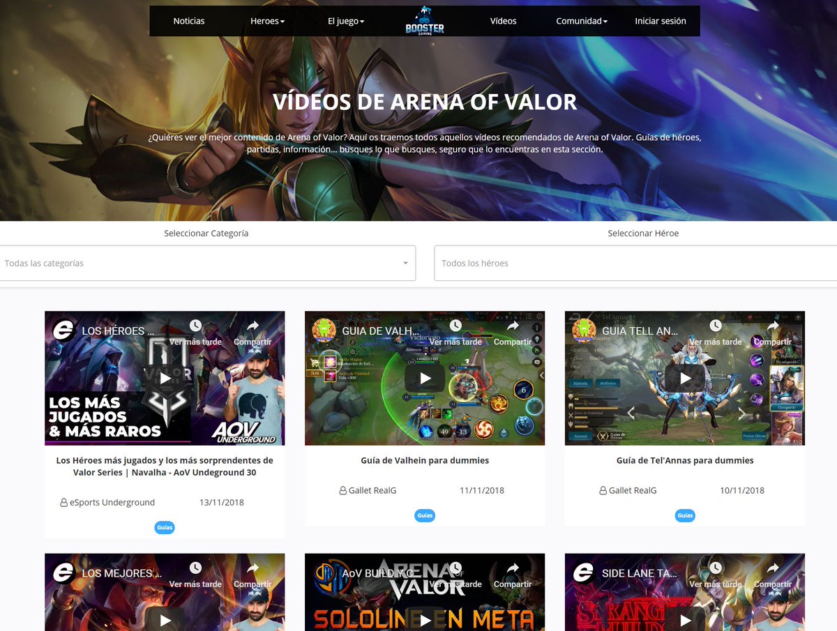 BoosterGamingES's tweet photo. ¡¡¡De ahora en adelante podrás consultar los mejores vídeos de @arenaofvalorsp en nuestra web!!!

¿Buscas información de un héroe? Si existe alguna guía en YT también te enlazaremos a ella desde su ficha.

https://t.co/5i2wJzUG3p

#ArenaofValor #AoV https://t.co/BHbSMpgMvc