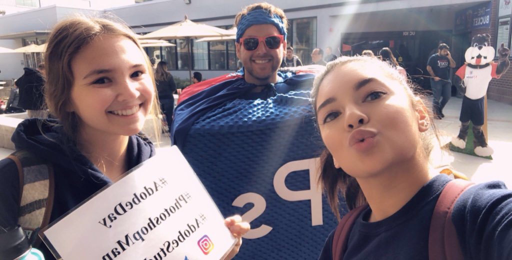 KarleSkylar's tweet image. It's #adobeday! I got to celebrate with #photoshopman and my #prdogs! Big shout out to the @FSMCJDept for making opportunities like this available! 🌟