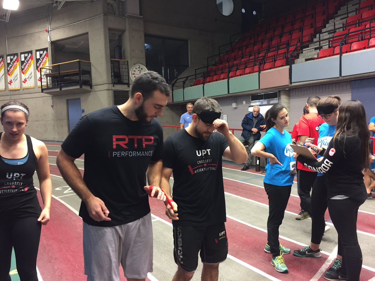 jhawrishok's tweet photo. More #paratoughcup #guidedrunning. One lap blindfolded and tethered to a partner? No better way to help raise money for @CDNParalympics Foundation! https://t.co/gOz1eP6NY0