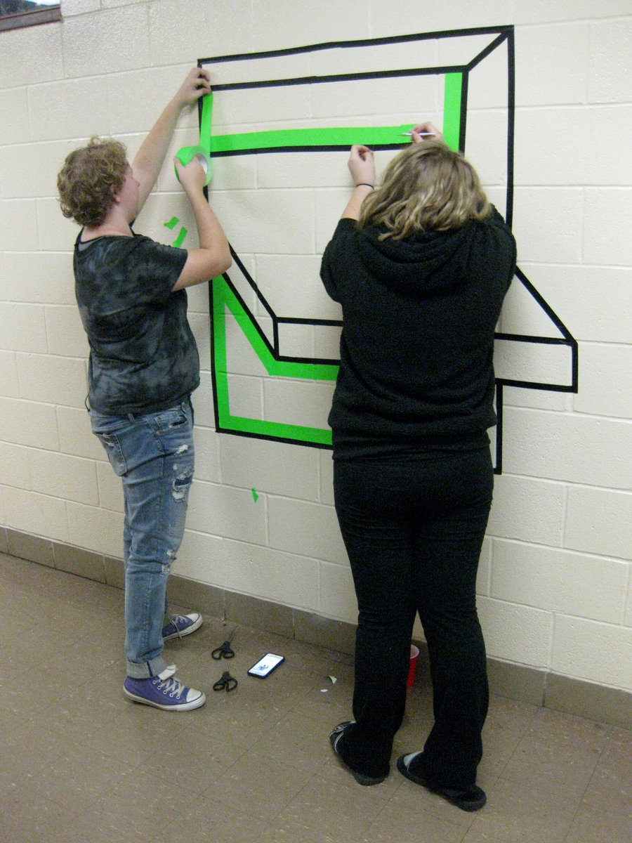 ArtFHS's tweet photo. Masking Tape Murals have begun! https://t.co/Rlfh1eic0s