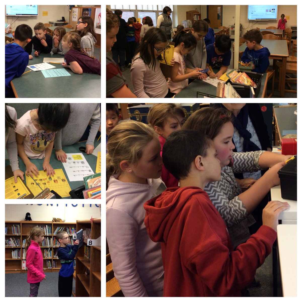 NES_Library's tweet photo. Mrs. Anderson’s class using cooperation, perseverance, problem solving to #Breakout! We unlocked the chest of riches! And did some dancing! https://t.co/wtH461nv7k