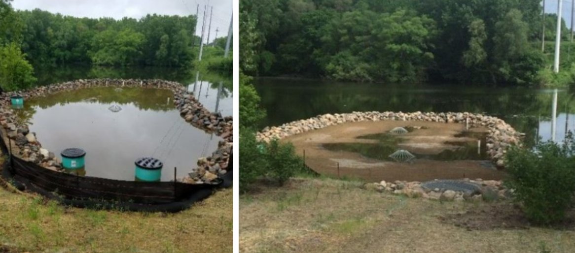 VRWJPO's tweet photo. Only 36 hours for this iron-enhanced sand filter to soak in 1/4 inch rain at a stormwater pond @BurnsvilleMN near Alimagnet Lake. This treatment removes phosphorus that turns lakes green with algae. By treating stormwater Alimagnemt Lake can be a cleaner lake! #CleanWater @MNBWSR https://t.co/vMnU6Vilgm