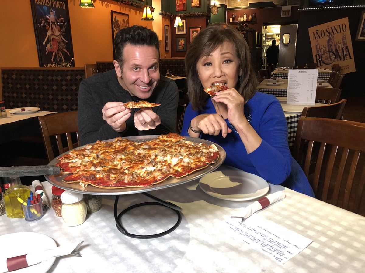 LindaYuChicago's tweet photo. Pizza tour stop #3: Tavern style pizza at the legendary @Patspizzachi. Can’t wait to share this story with all of you soon on @Suntimes 🍕#chicagopizza https://t.co/3oX8p3tdYq