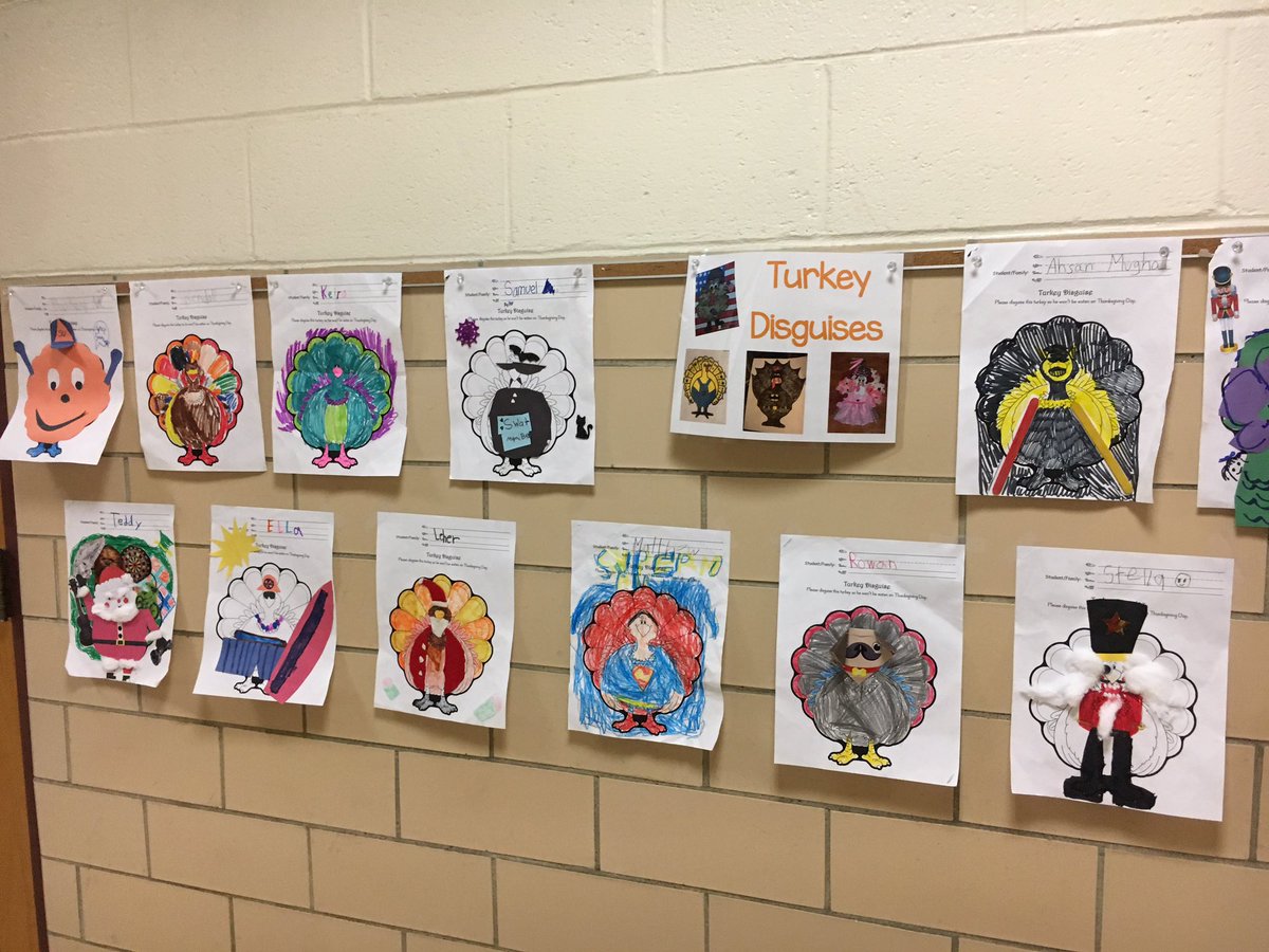 sarah1stgrade's tweet photo. 🦃These turkeys surely won’t be eaten this year!  Ms. Lentz, Mrs. McGrath and I are so impressed with how well our first graders and their families have disguised them!🦃 @BarrowsSchool #barrowsshiningstars #turkeytrouble https://t.co/x4eiBeo44E