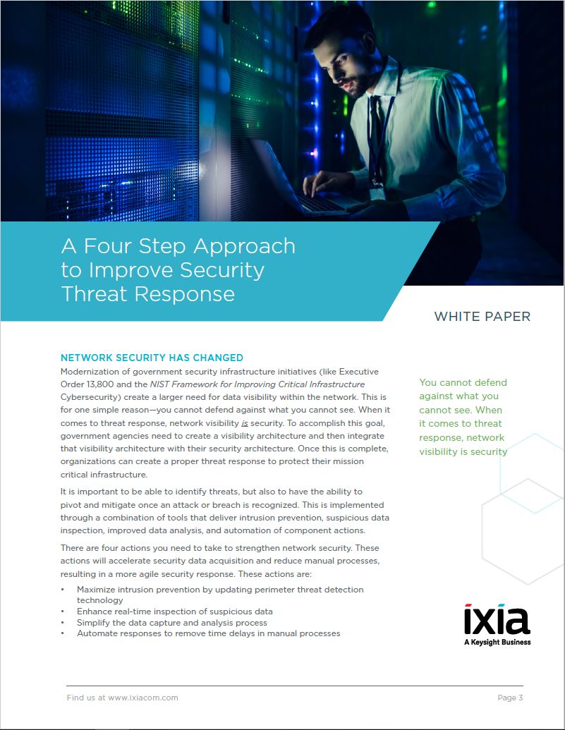 KeysightNAS's tweet photo. Defending your network? Here’s a 4-step approach to improve security threat response. Download it here: https://t.co/fISzab3N4G #Ixiacom #netops #secops https://t.co/L966TbWaqa
