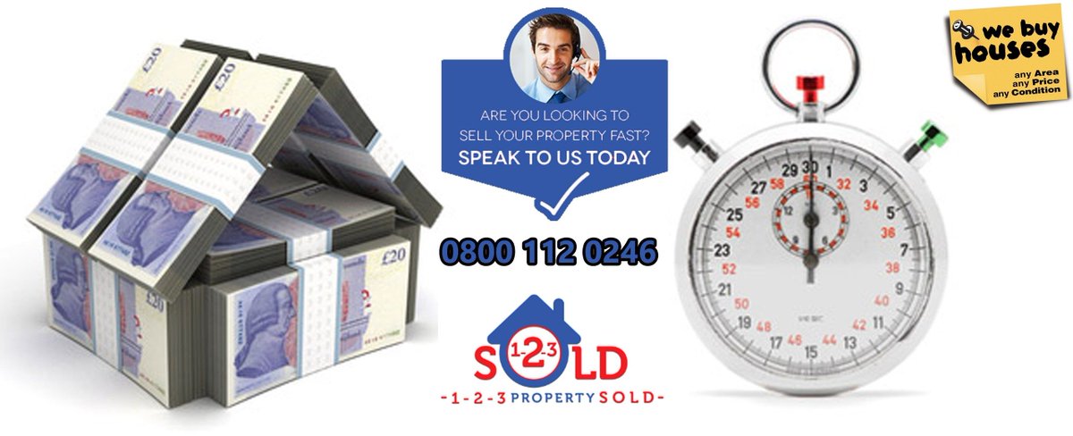 123PropertySold's tweet photo. Sell House Fast For Cash? Sell Your House Fast to Property Cash Buyers. Free Valuation &amp; Instant Cash Offer. Fast House Sale. No Fees. 0800 112 0246. https://t.co/3INSIZoA9F #BZBRT #Property #CashProperty #PropertyBuyers https://t.co/S2hGIU5pwt