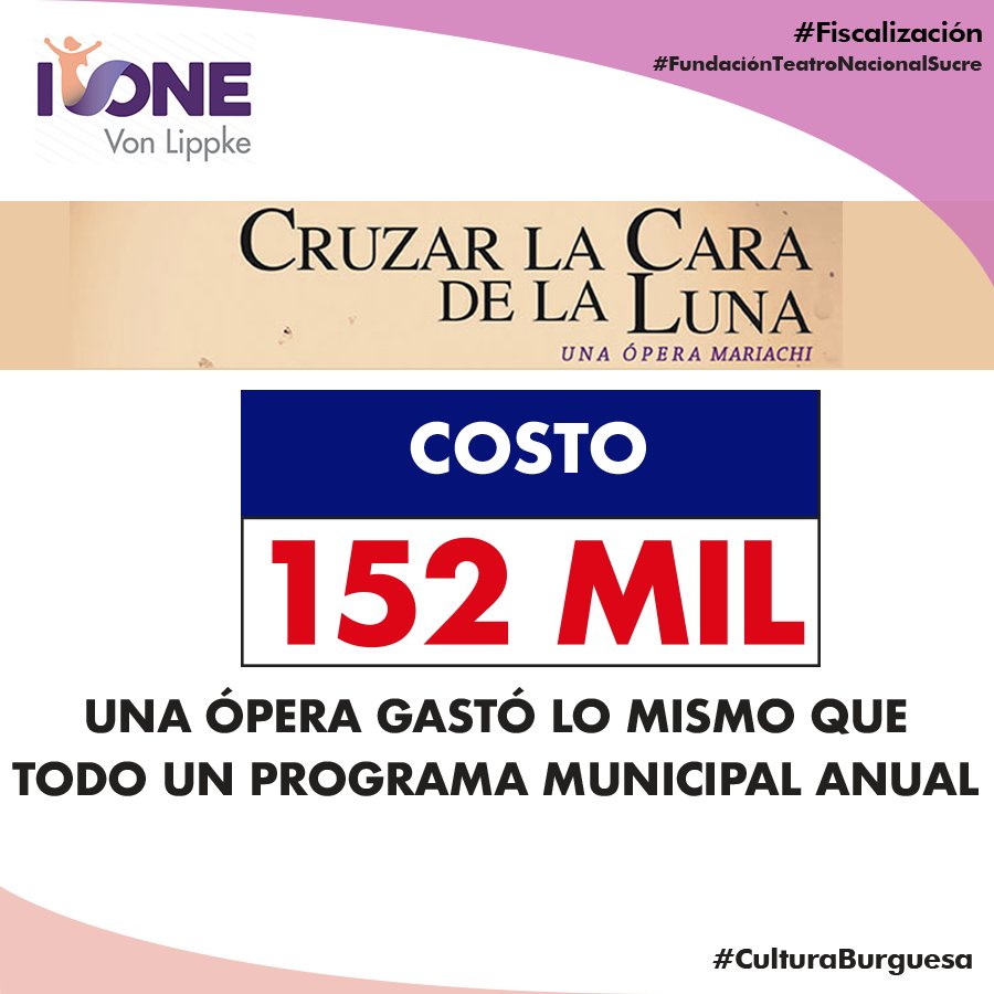 IvoneEsQuito's tweet photo. La Fundación Teatro Nacional Sucre gastó en una sola #ópera un valor similar al que el @MunicipioQuito destinó en UN AÑO para apoyar a artistas y gestores culturales. La #FTNS NO ACATA la Resolución A015 sobre Derechos Culturales. @culturaquito @MauricioRodasEC https://t.co/ehIQ9MURBd