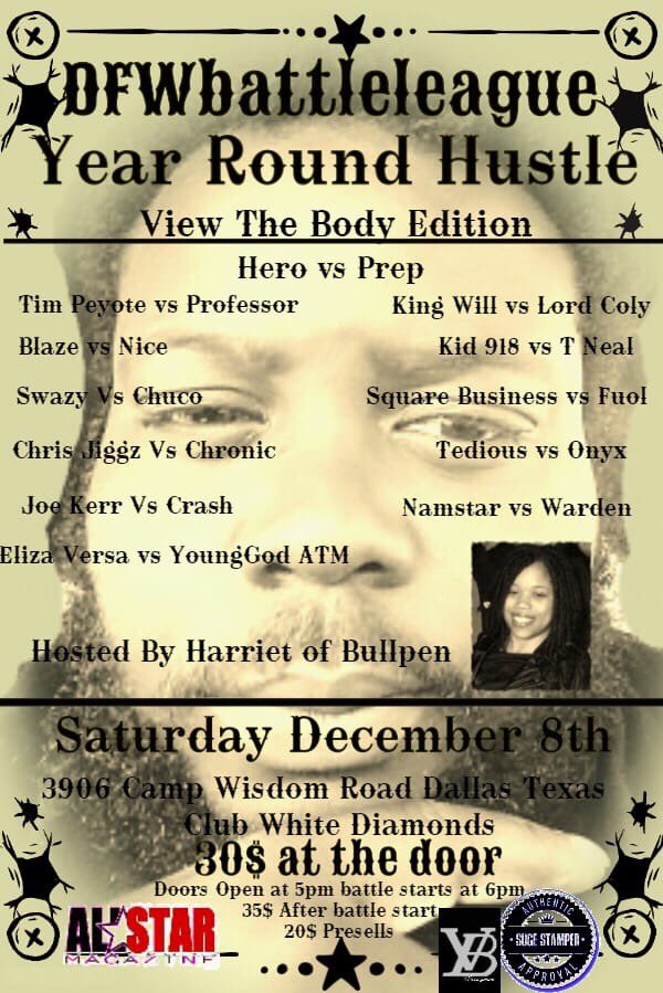 RonMurrayJr's tweet photo. S/O to @DFWBATTLELEAGUE for putting together a 🔥🔥🔥 card to end the year. #YRH #ViewTheBody #battlerap #DFWBL #dfwbattlerap #southernbattlerap #SBR https://t.co/T5fFpUaRmn