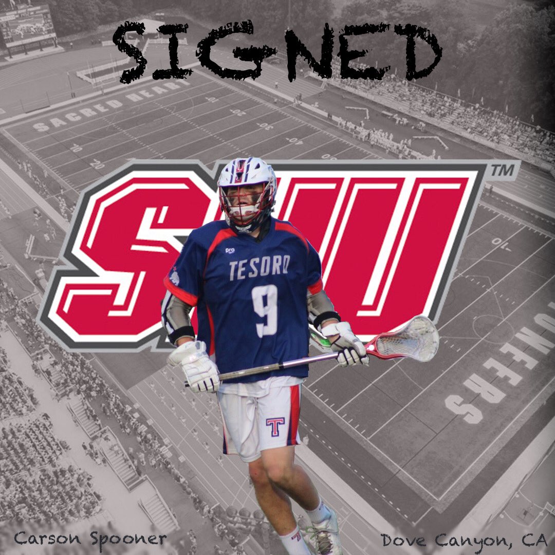 At Attack we would like to announce Carson Spooner coming to us from ☀️ Southern CA. Welcome to the family Spoons!! #WeAreSHU #PioPride #Lax #Lacrosse #Nationalsigningday