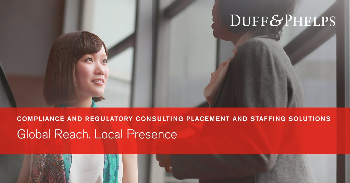 duffandphelps's tweet photo. Duff &amp; Phelps’ compliance and regulatory team has the reach and connections to help you find the very best people for all your staffing needs. https://t.co/5FHwxoLWvr https://t.co/t6ZkwzIL5f