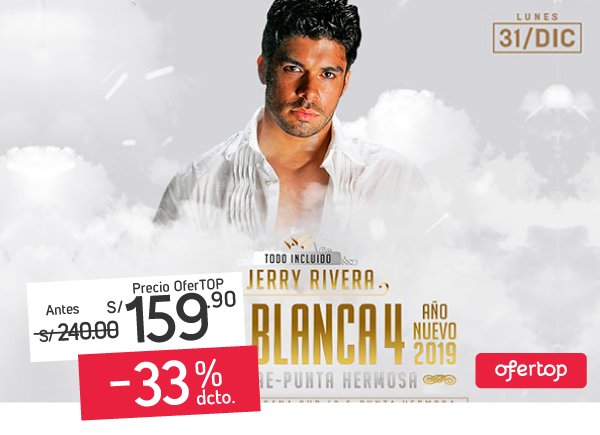 OferTOPpe's tweet photo. ¡TODO INCLUIDO!🎉 Fiesta Blanca con Jerry Rivera ¡Oferta Única! ➡ https://t.co/JJz0dTkn9W https://t.co/JdMM48okSE