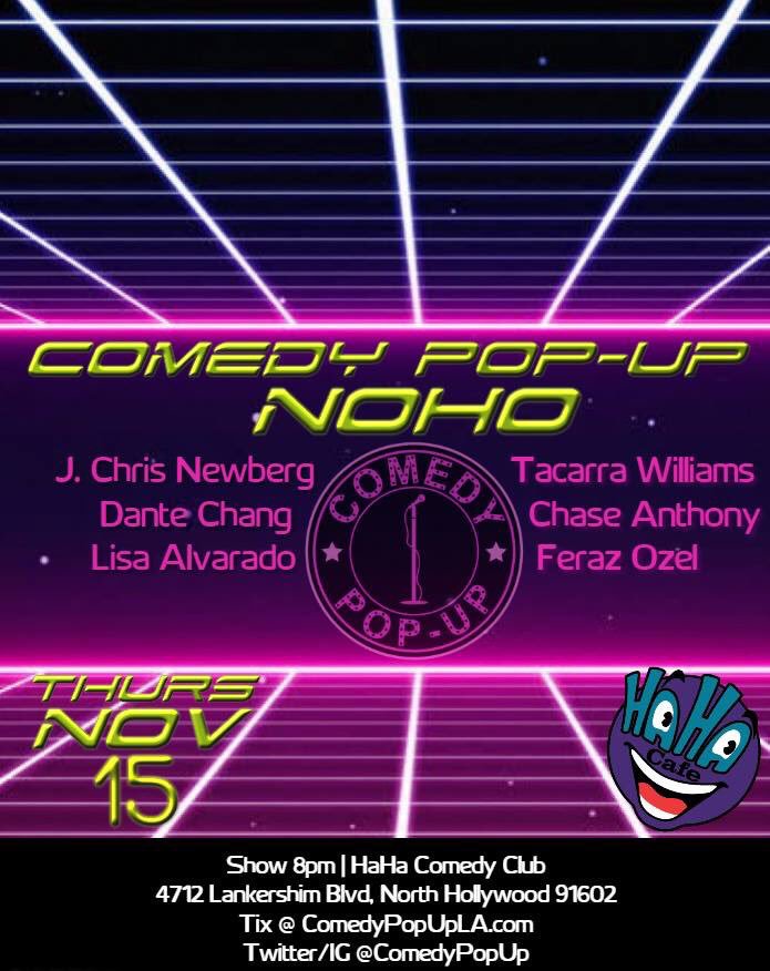 comedypopup's tweet photo. TONIGHT!!! Weโre in North Hollywood at the @Hahacafecomedy with @TacarraComedian @Lisa_Alvarado @thechrisarmy @FerazOzel @ChaseComedy @DanteChang 8pm Free Guest List at https://t.co/PkVqBCI4Ab #comedypopup #standupcome https://t.co/lKFpVUTYLZ