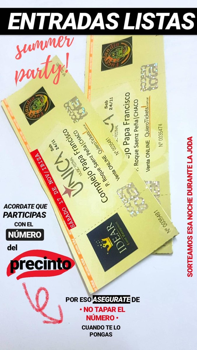 PNormal18's tweet photo. 🍉 S  O  R  T  E  O 🍉 
1° PREMIO: ENTRADA #unicafestival
2° PREMIO: ENTRADA #unicafestival
3° PREMIO:🍹TRAGOS TROPICALES A ELECCIÓN🍹

¡CON TU RETWEET TENES ✌BLE CHANCE Y PARTICIPAS ADEMÁS EN EL 🌴SORTEO DE TRAGOS🌴 https://t.co/MU6UoqftR8