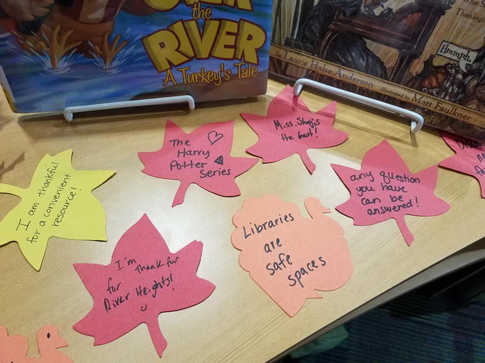 library_rh's tweet photo. We're feeling especially grateful for our library this time of year! 🦃📚🥰 https://t.co/lmhMBdxsp6