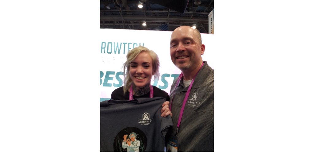 arometrix's tweet image. The Dr. Distiller shirts are a hit! A happy customer poses with our CEO, Tim Collins
• • • • •
#shortpath #spd #shortpathdistillation #fractionaldistillation #distillate #distillation #shortpathkit #cannabisdistillate #cannabisdistillation #mjbiz #mjbizcon #mjbizcon2018