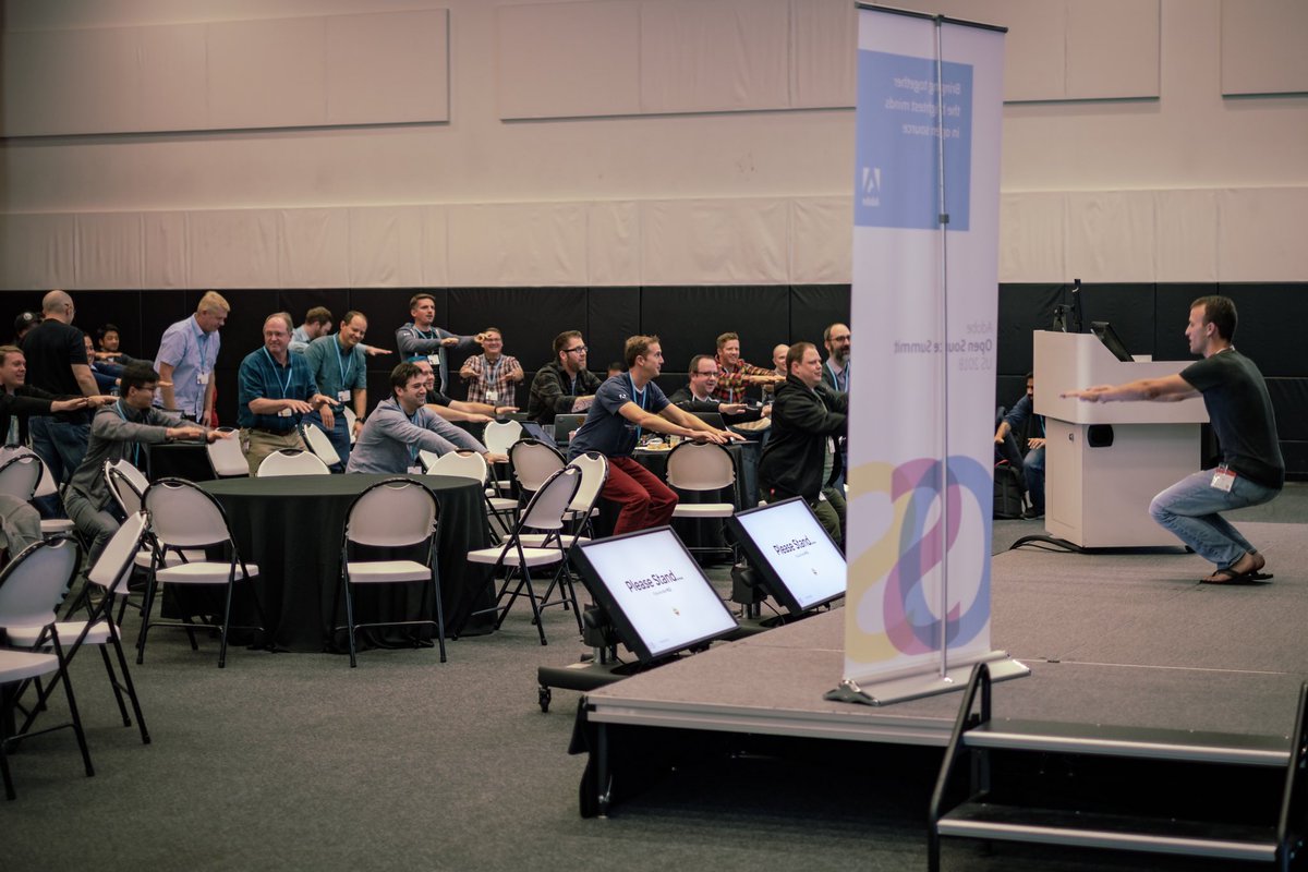 ashryan_io's tweet image. That time @kentcdodds made everyone at @Adobe Open Source Summit stand up and exercise after tacos. 💪 #openSourceBootcamp