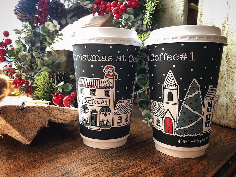 The new biodegradable Christmas cups I designed for <a href="/coffeenumber1/">Coffee#1</a> are now in most stores with ceramic versions, that’ll be for sale, following shortly if not already.  Make yourself feel Christmassy by slurping from one ASAP.