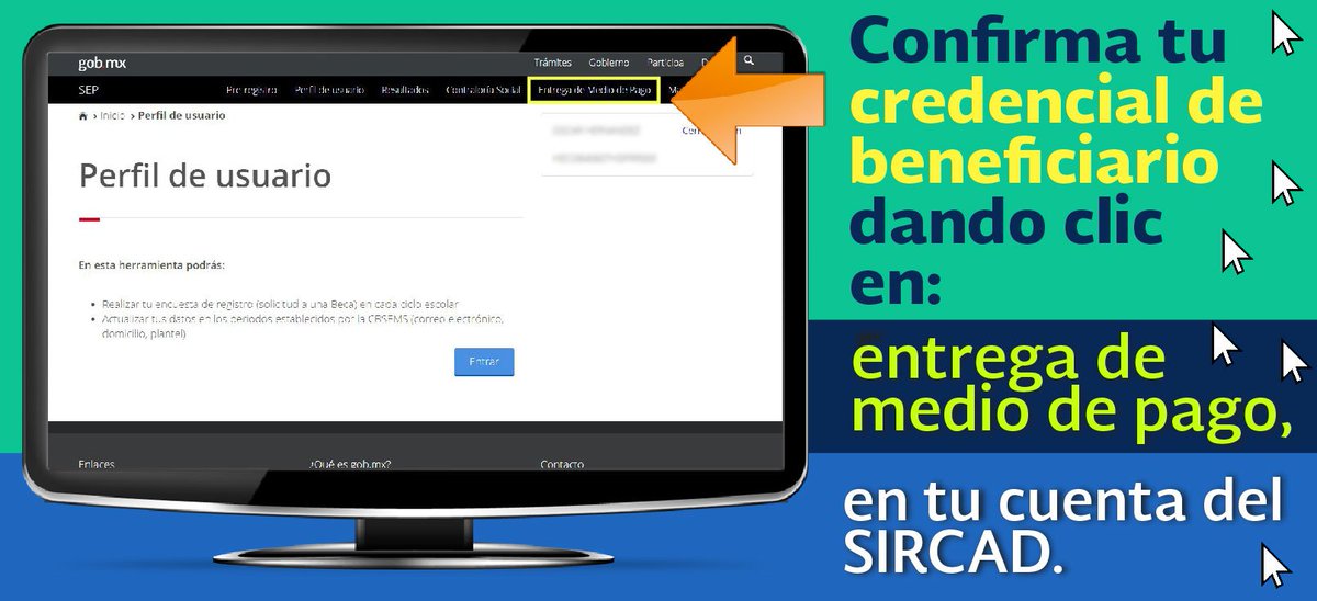 MediaBecas's tweet photo. Recuerda que el proceso de confirmación de credencial de beneficiario se realiza dentro del tu plataforma SIRCAD en el apartado "Entrega de medio de pago" https://t.co/ouPkMloHNT https://t.co/sQ8HWvETs8