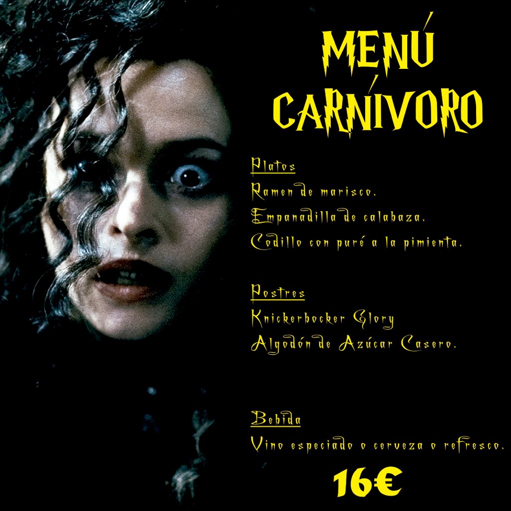 JdeJokerBar's tweet photo. Menú especial #semanaharrypotter Tanto para #carnivoros como #vegetarianos 😍 #harrypotter https://t.co/CEnBtvtT0W