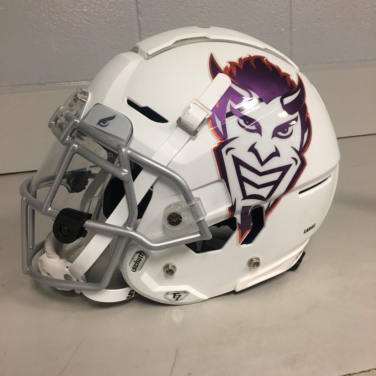 NSUEquipment's tweet photo. Just want to send out a huge thank you to @Tucker_Petre @Cole_Schutt and @schuttsports for the awesome helmet and helmet decals for tonight's @NSUDemonsFB game against @SFA_Athletics https://t.co/GC7O7V1u1c
