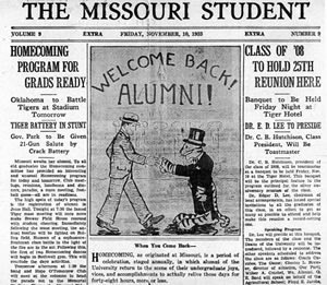 WierAlex's tweet image. Mizzou was the host of the first ever homecoming around the country #MGMT3300F