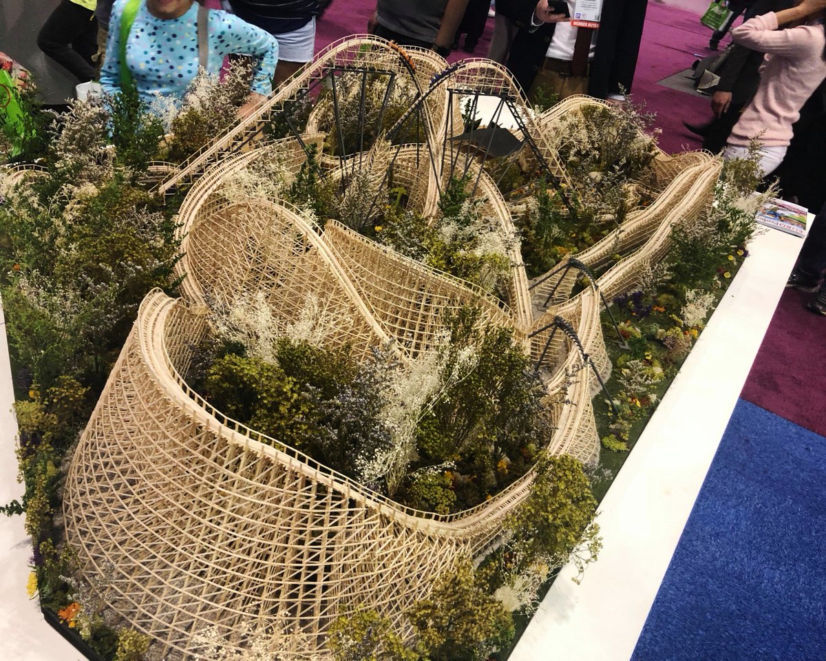amusementtoday's tweet photo. DOUBLY WILD WOODIE: This dueling wooden #rollercoaster model by @GreatCoasters International, Inc., of Sunbury, PA, has been generating lots of buzz -- and much interest from potential park customers -- at #IAAPA Attractions Expo 2018 in #Orlando this week (booth #2273). #IAE2018 https://t.co/0VC0spgSIF